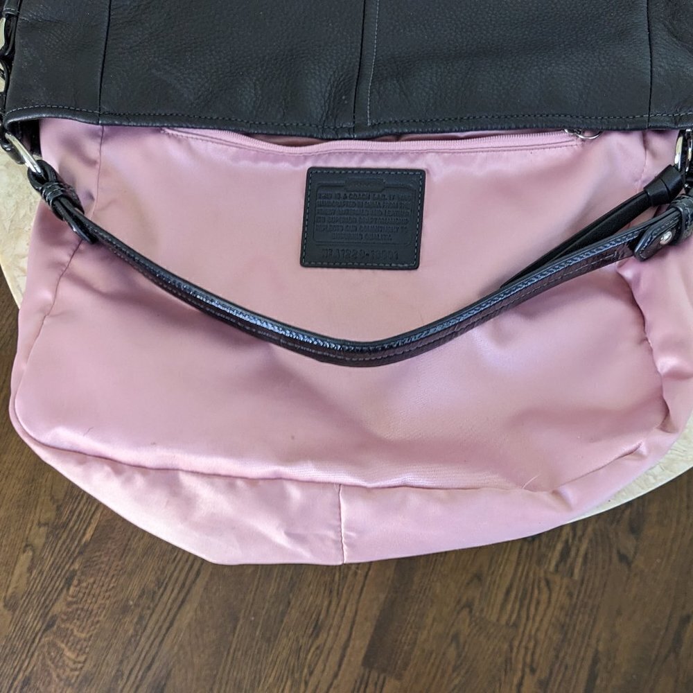 Coach Black Leather with Patent Leather Hobo - Picture 8 of 8